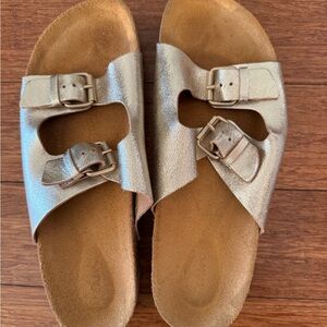 Boden Gold leather Buckle Sandals